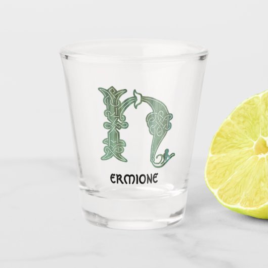 16世紀ケルト結び目模様装飾首都H ショットグラス (正面)