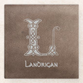 16世紀ケルト結び目模様装飾首都L ガラスコースター (正面)