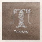 16世紀ケルト結び目模様装飾首都T ガラスコースター (正面)