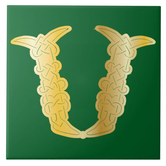 16世紀ケルト結び目模様装飾首都V タイル (正面)