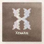 16世紀ケルト結び目模様装飾首都X ガラスコースター (正面)