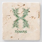 16世紀ケルト結び目模様装飾首都X ストーンコースター (正面)