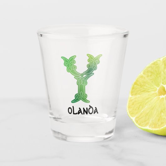 16世紀ケルト結び目模様装飾首都Y ショットグラス (正面)