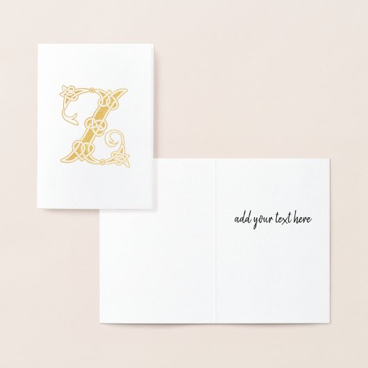 16世紀ケルト結び目模様装飾首都Z 箔カード (ディスプレー)