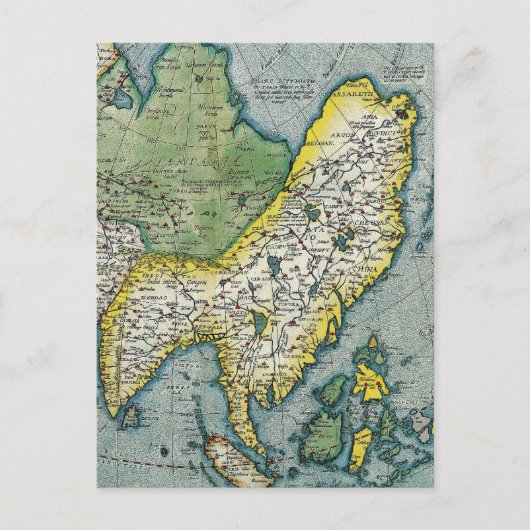 16世紀初頭のアジアの地図 ポストカード (正面)