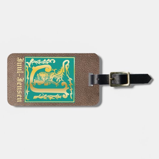 16世紀神話の生き物の装飾の首都J ラゲッジタグ (正面横)