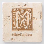 16世紀神話の生き物の装飾の首都M ストーンコースター (正面)