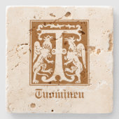 16世紀神話の生き物の装飾の首都T ストーンコースター (正面)