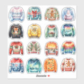 16人の醜いクリスマスセーター シール (シート)