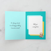 16今日sloth追加の名前ターコイズ黄色の誕生日 カード (内部)