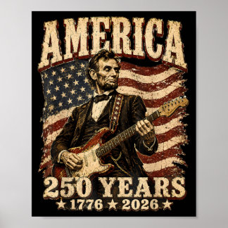 16代大統領のギター演奏 アメリカ生誕250年 ポスター