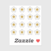 16個のゴールデンイエローの星のセット シール (シート)