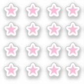 16個のソフトピンクの星セット シール (正面)