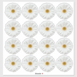 16個の白いガーベラダイシーフラワーのキスカットステッカー シール