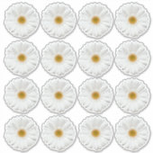 16個の白いガーベラダイシーフラワーのキスカットステッカー シール (正面)