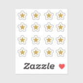 16個の金色の黄色の星のセット シール (シート)