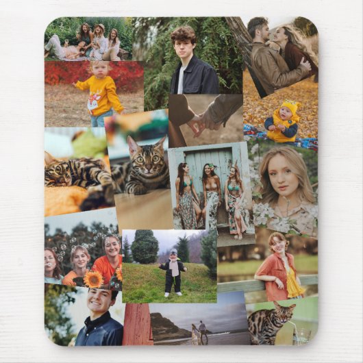 16偶然に重なり合う写真コラージュテンプレート マウスパッド (正面)