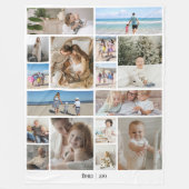 16写真コラージュと文字テンプレート パーソナライズされた フリースブランケット (正面)