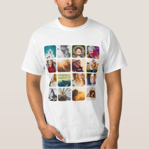 16写真テンプレート正方形グリッド丸枠 Tシャツ