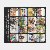 16写真モダンコラージュと引用文 フリースブランケット (正面(横))