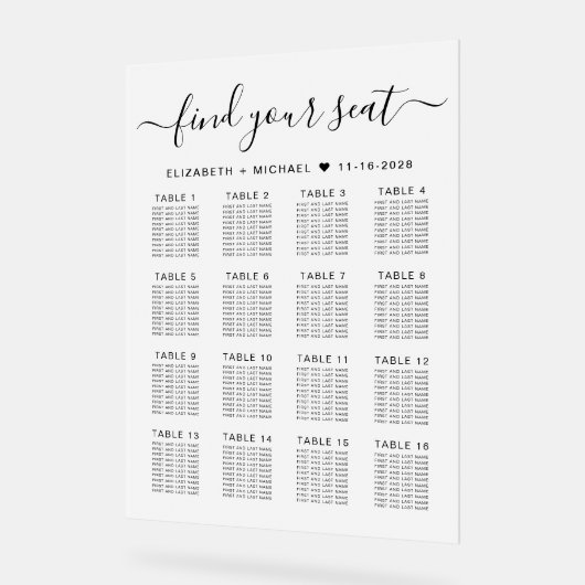 16台スタイリッシュの表結婚に曇り アクリルサイン (傾斜)