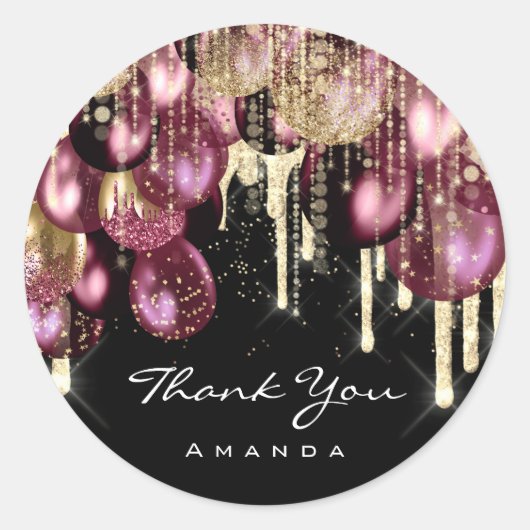 16周年ウェディング ブライダル ゴールド マーサラ 風船 ラウンドシール (正面)