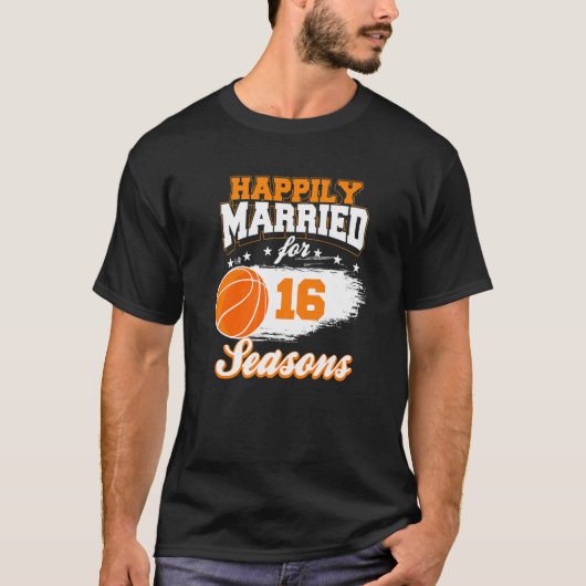 16周年結婚バスケットボール結婚した部屋 Tシャツ (正面)