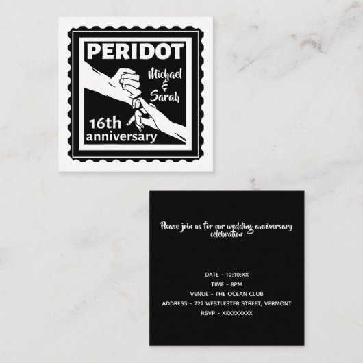 16周年結婚白黒番 エンクロージャーカード (正面/裏面)