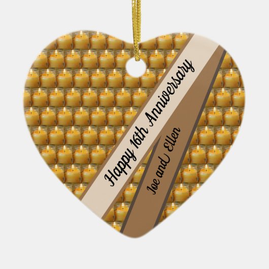 16周年結婚記念ワックスキープサケハート セラミックオーナメント (正面)