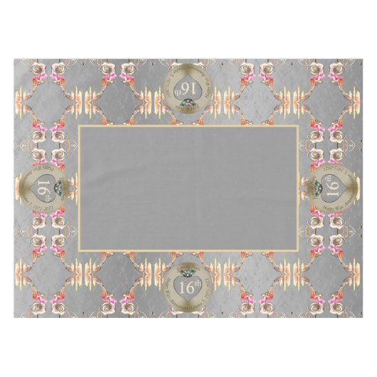 16周年記念結婚のキャンドル&スタチスフラワー テーブルクロス (正面(横))