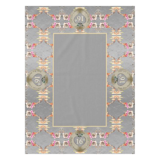 16周年記念結婚のキャンドル&スタチスフラワー テーブルクロス (正面)