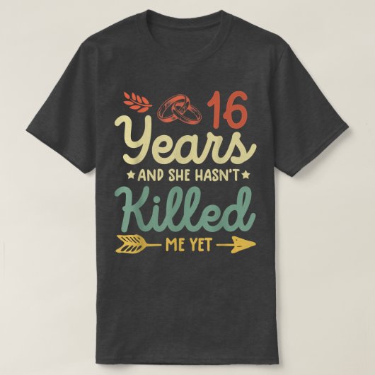 16周年記念結婚ティーマッチングカップル16 Tシャツ (デザイン正面)