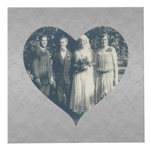 16周年記念結婚ハートフレーム銀色 フォトキューブ (正面)