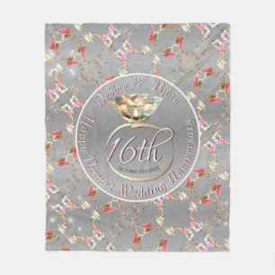 16周年記念結婚ワックス、ペリドット&サティッシュFlr フリースブランケット