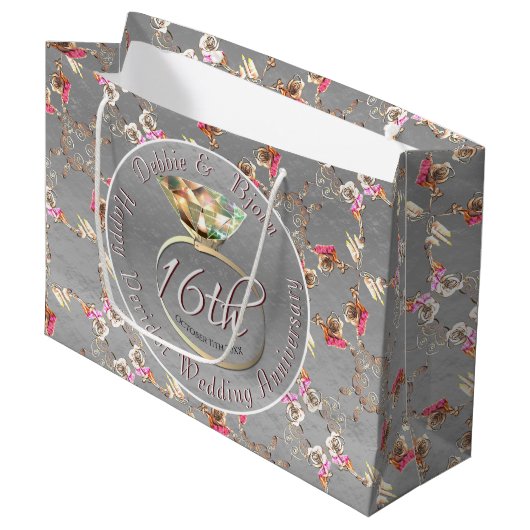 16周年記念結婚期間、キャンドル、停学 ラージペーパーバッグ (正面アングル)