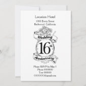 16周年記念結婚白黒のバラ 招待状 (裏面)