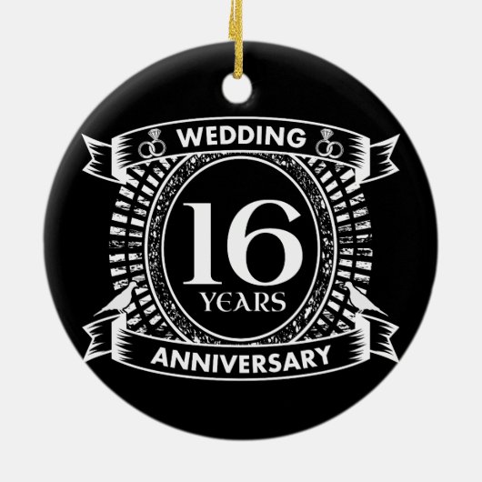 16周年記念結婚白黒 セラミックオーナメント (裏面)