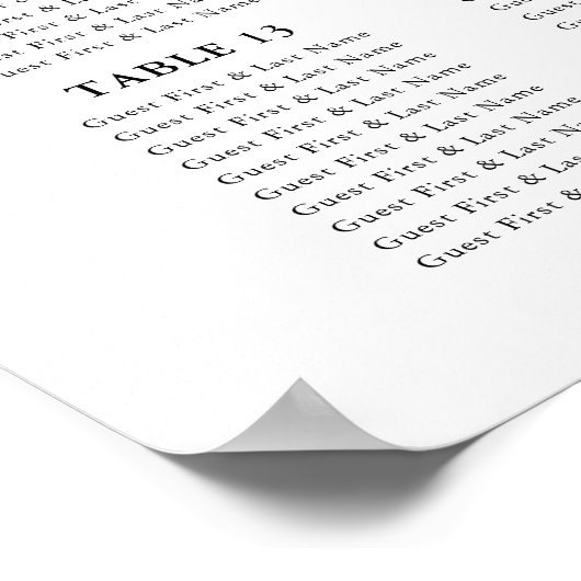 16大きいゲスト結婚の座席表 ポスター (角)