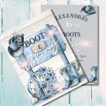 16女性のカーボーイブーツウェスタンきらきら光るピンクブルー