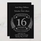 16年目の結婚記念日の銀の伝統的なデザイン 招待状 (正面/裏面)