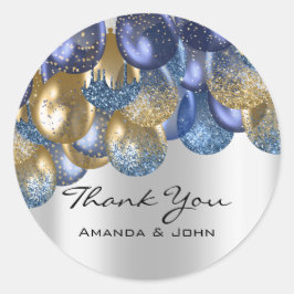 16感謝していブライダルのバ結婚ルーンブルー海軍シルバー ラウンドシール