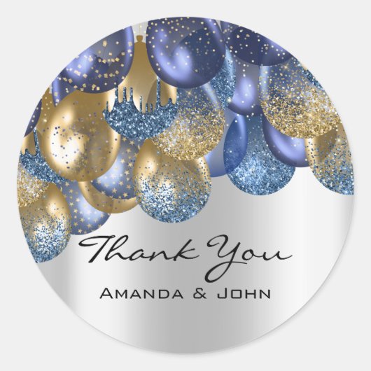 16感謝していブライダルのバ結婚ルーンブルー海軍シルバー ラウンドシール (正面)