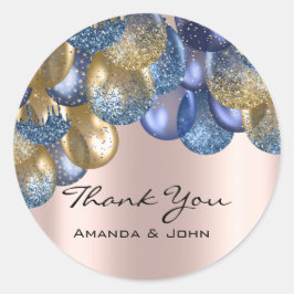 16感謝していブライダルバ結婚ルーンブルーネイビーバラ ラウンドシール