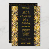 16日，誕生日16日，ギャツビースタイル,チケット，黒金ゴールド 招待状 (正面/裏面)