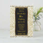 16日,誕生日16日,グリッターアイボリー,チケット,黒金ゴールド 招待状 (スタンド正面)