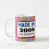 16日、18日、21日の誕生日グリッター コーヒーマグカップ (左)