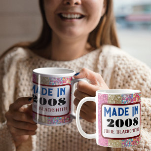 16日、18日、21日の誕生日グリッター コーヒーマグカップ