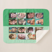 16枚のコラージュで明るく濃い緑 シェルパブランケット (正面(横))