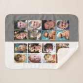 16枚のコラージュのグレーと白 シェルパブランケット (正面(横))