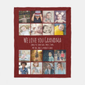 16枚の写真のコラージュとパーソナライズされた文字 フリースブランケット (正面)